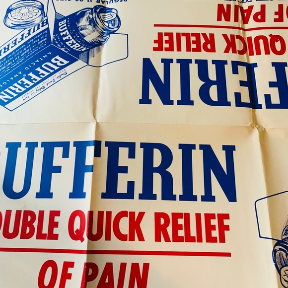 Vtg Advertising Paper Sign "Bufferin" DBL Sided - Picture 5 of 6